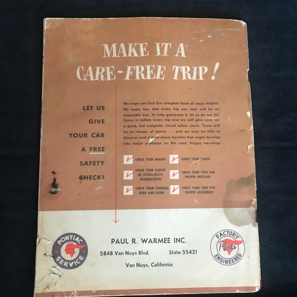 1950 Pontiac Dealer Paul R Warmee Inc Van Nuys CA Road Maps of America Book - Picture 2 of 11
